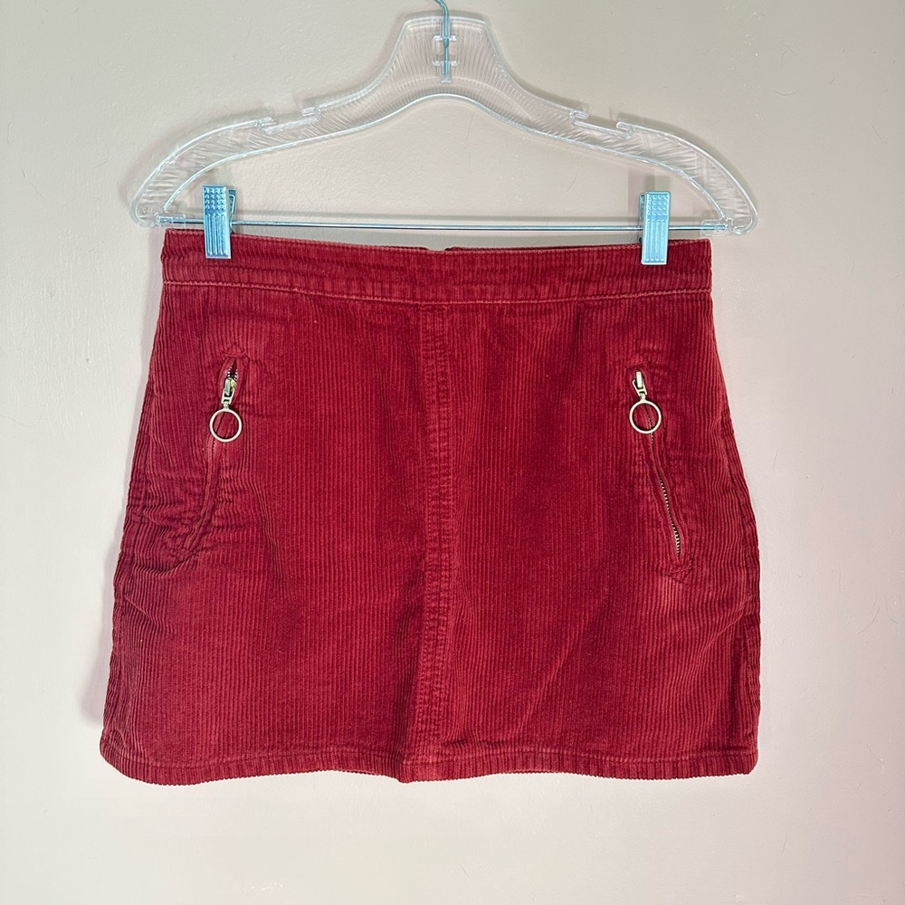 red corduroy skirt
